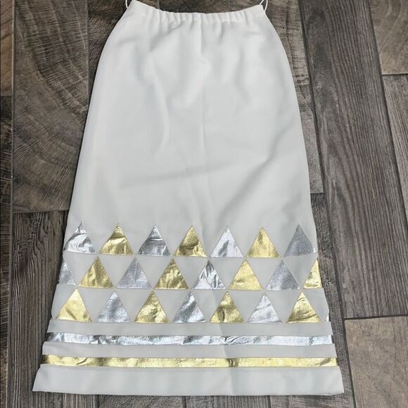 Vintage Dalton cream Gold & silver Embellished Maxi Skirt - Picture 1 of 7